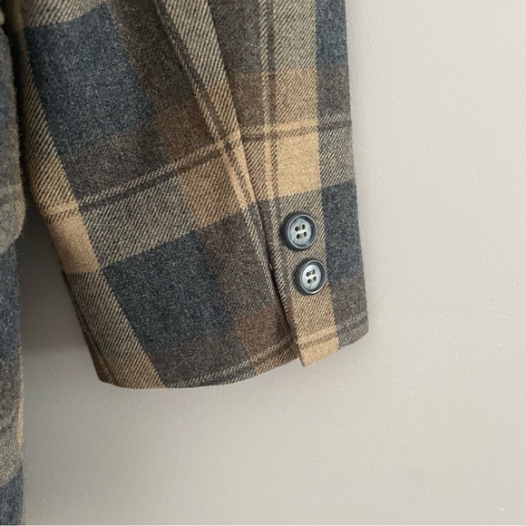 VINTAGE 70’s JOHNNY CARSON Wool Plaid Oversized Blazer Size 10 - Picture 3 of 4